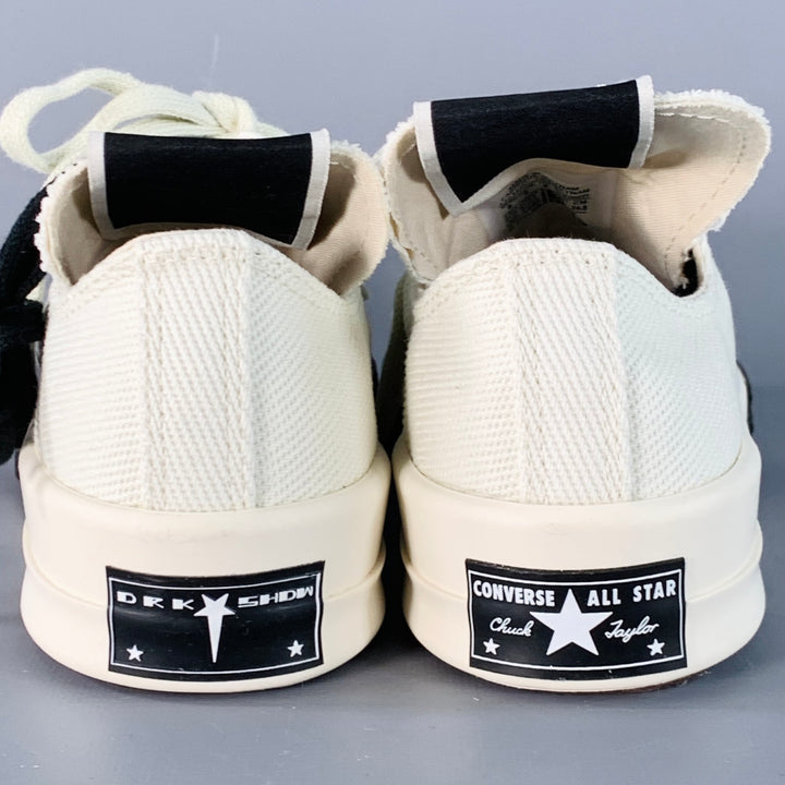 DRKSHDW Size 8 TURBODRK Ivory White Canvas Square Toe Lace-Up Sneakers