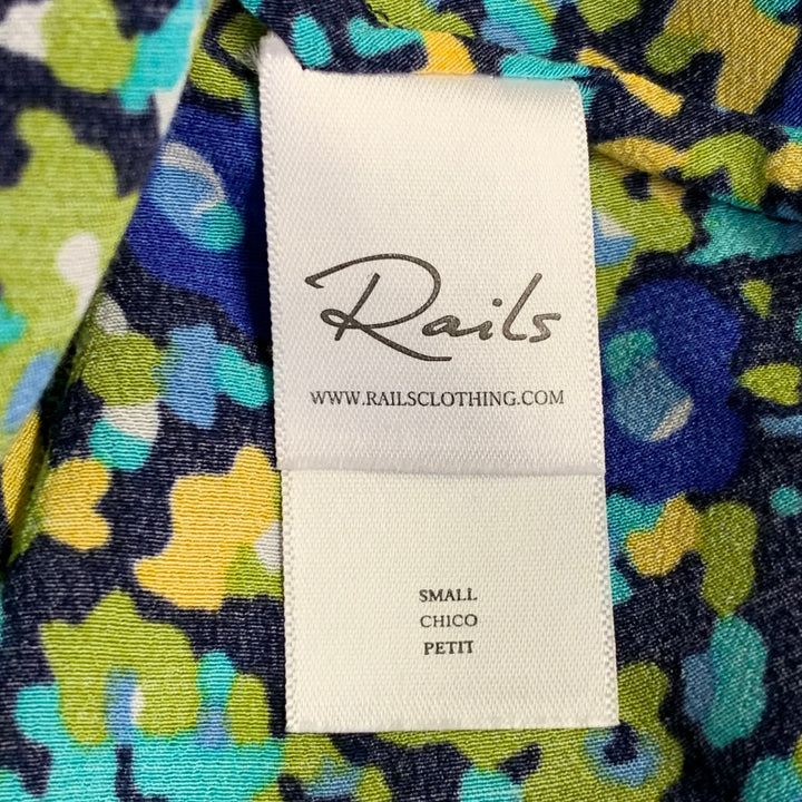 RAILS Size S Carmel Black Green Yellow Rayon Blend Floral Cutout Midi Dress