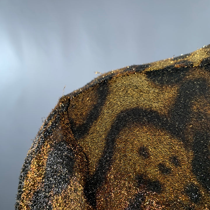 ISABEL MARANT Size S Brown Black Metallic Silk Blend Animal Print Dress Top