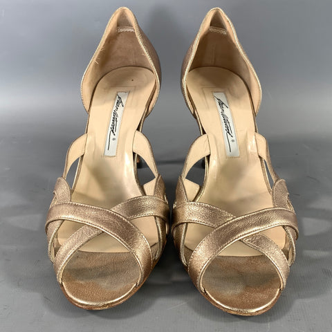 BRIAN ATWOOD Size 7.5 Gold Leather Slip On Sandals
