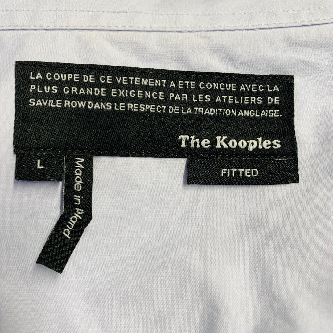 THE KOOPLES Size L Blue Hidden Buttons Fitted Short Sleeve Shirt