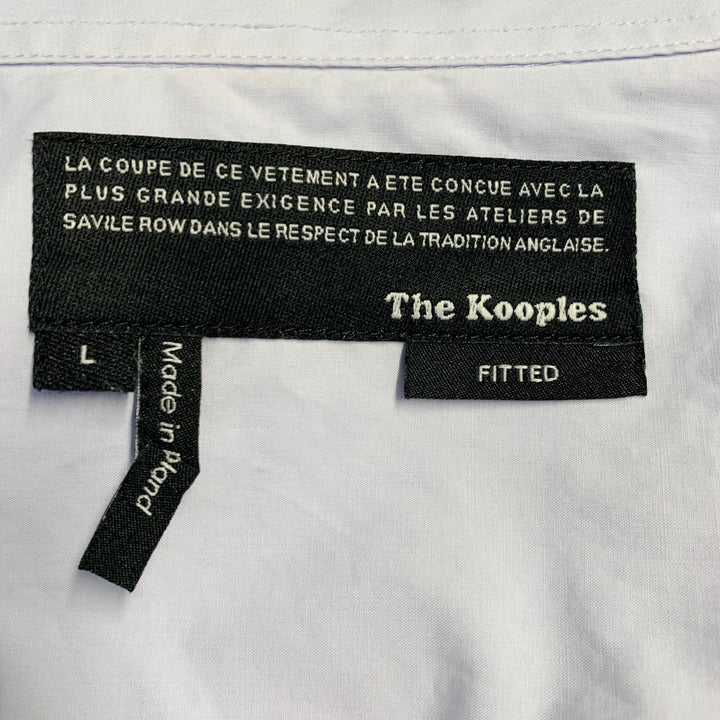 THE KOOPLES Size L Blue Hidden Buttons Fitted Short Sleeve Shirt