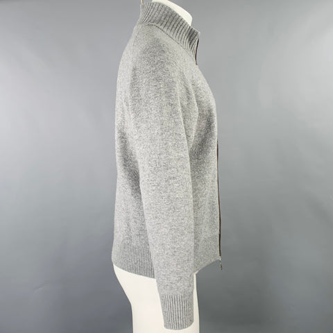 ERMENEGILDO ZEGNA Size M Grey Cashmere Zip Up Cardigan