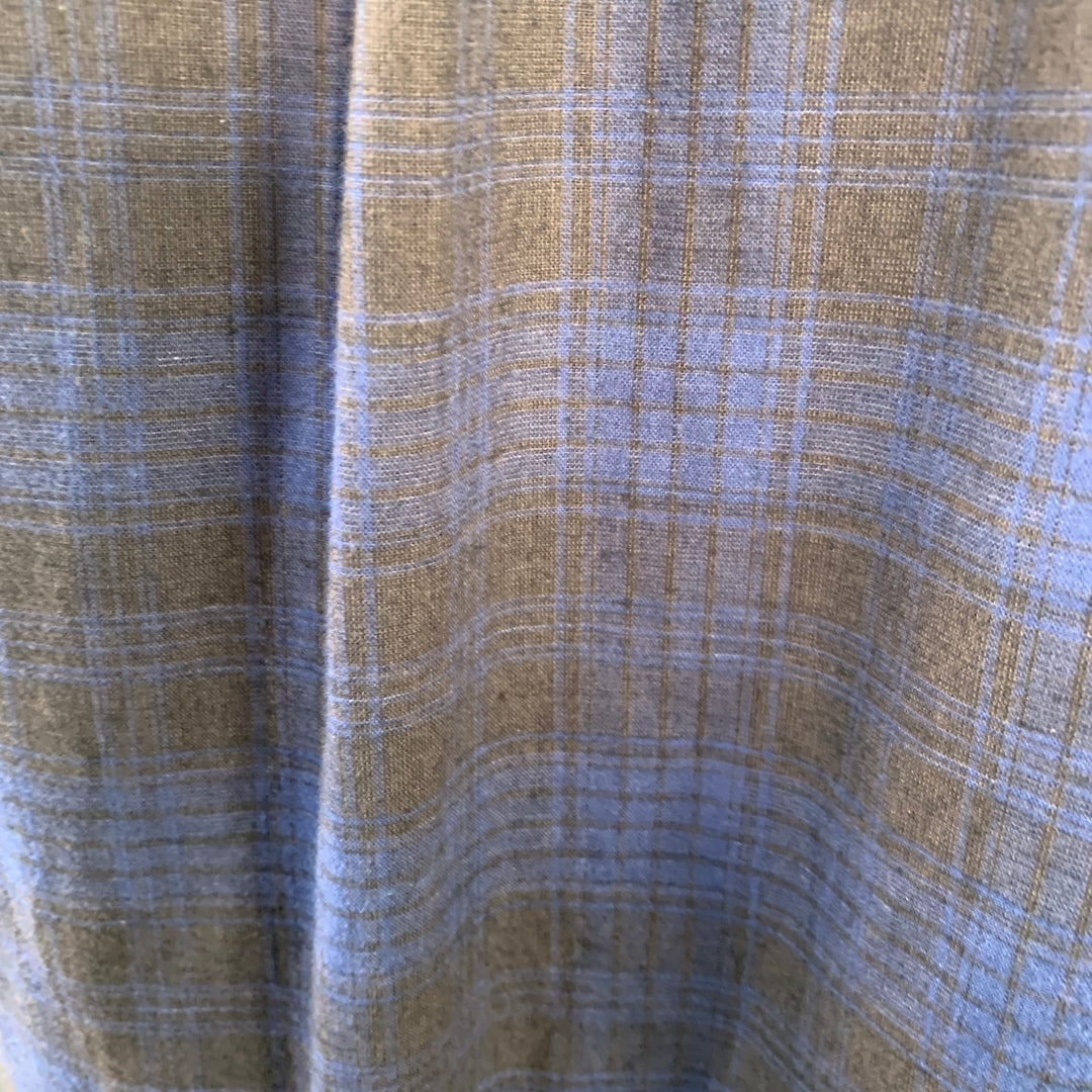 BILLY REID Size XL Black Navy Plaid Cotton One Pocket Long Sleeve Shirt