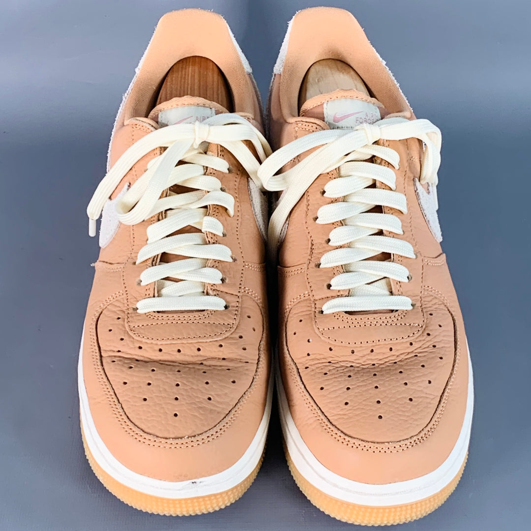 NIKE AIR Size 10.5 Orange White Logo Leather Chunky Sole Sneakers
