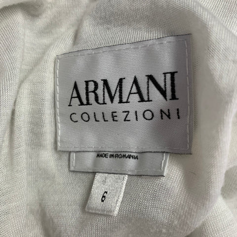 ARMANI COLLEZIONI Size 6 Grey White Polyester Blend Stripe Jacket