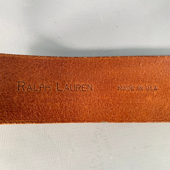 RALPH LAUREN Size 28 Brown Brass Leather Wide Belt