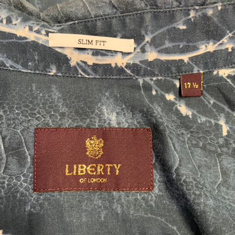 LIBERTY OF LONDON Size XL Navy White Abstract Cotton Long Sleeve Shirt