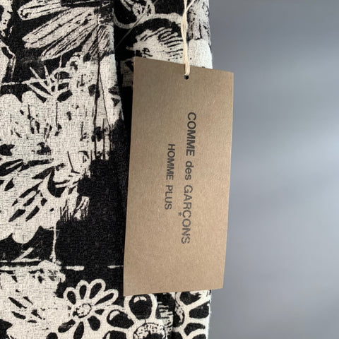 COMME des GARCONS HOMME PLUS 2021 Size M Black White Abstract Floral Cotton Zip Fly Dress Pants