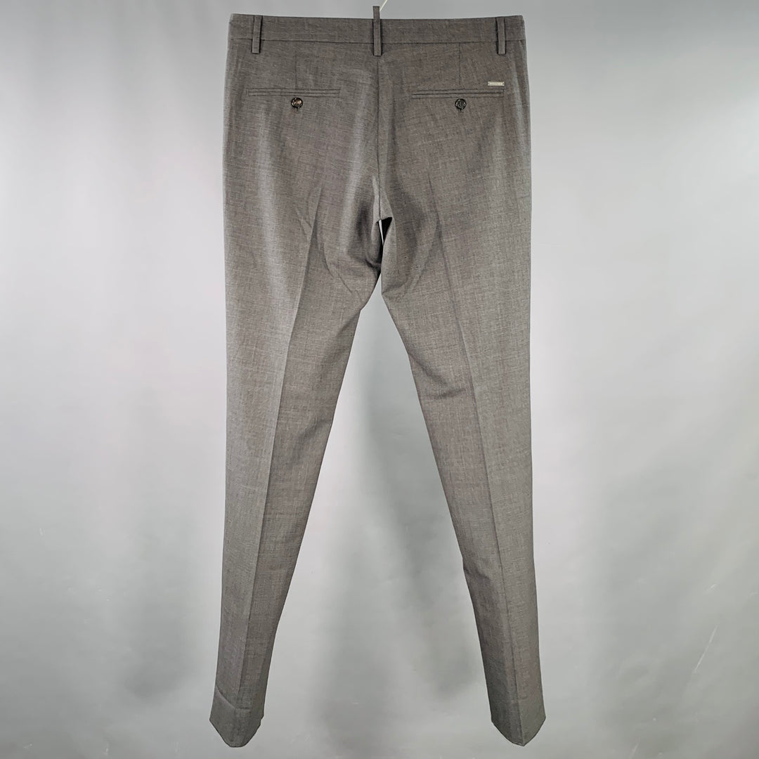DSQUARED2 Size 32 Grey Charcoal Wool Blend Flat Front Dress Pants