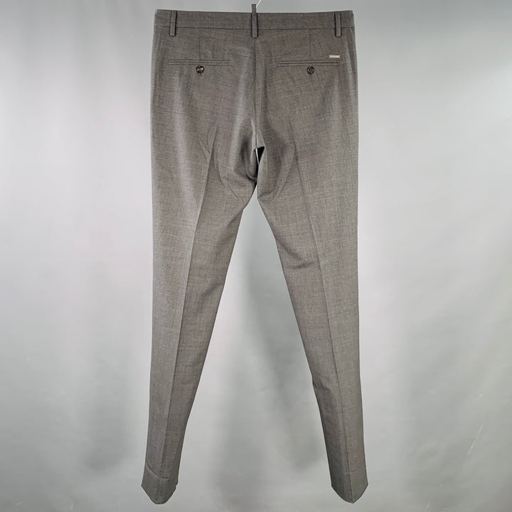 DSQUARED2 Size 32 Grey Charcoal Wool Blend Flat Front Dress Pants