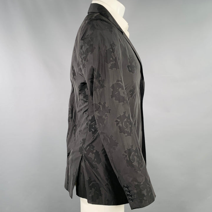 CALVIN KLEIN COLLECTION Size 40 Black Abstract Polyester Sport Coat