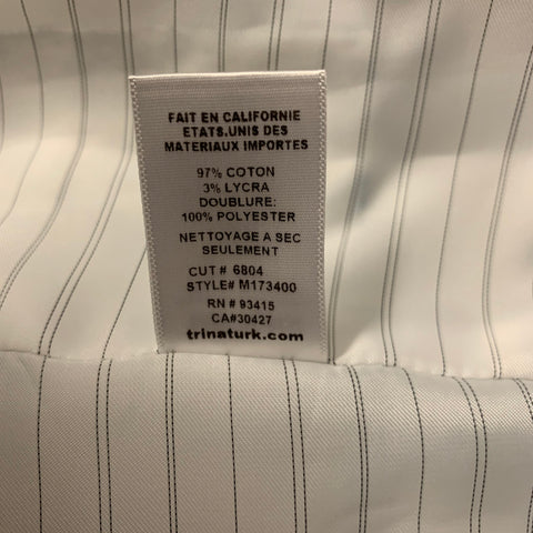 MR TURK Chest Size 40 White Blue Paisley Cotton Blend Notch Lapel 34 28 Suit