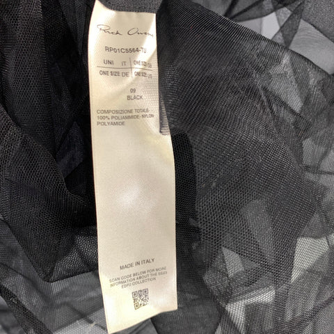 RICK OWENS SS2023 One Size Black Mesh Polyamide Hooded Coat