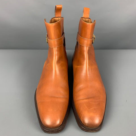 RALPH LAUREN Taille 9 Bottines à bride en cuir camel
