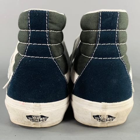 VANS Size 10 Sk8-Hi Green Navy Color Block Canvas High Top Sneakers