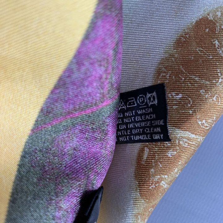 ETRO Yellow Purple Silk Pocket Square