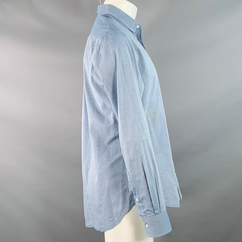 GITMAN VINTAGE Size M Blue Grey Cotton One Pocket Long Sleeve Shirt