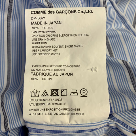 COMME des GARCONS Size S Blue White Stripe Cotton Patchwork Long Sleeve Shirt