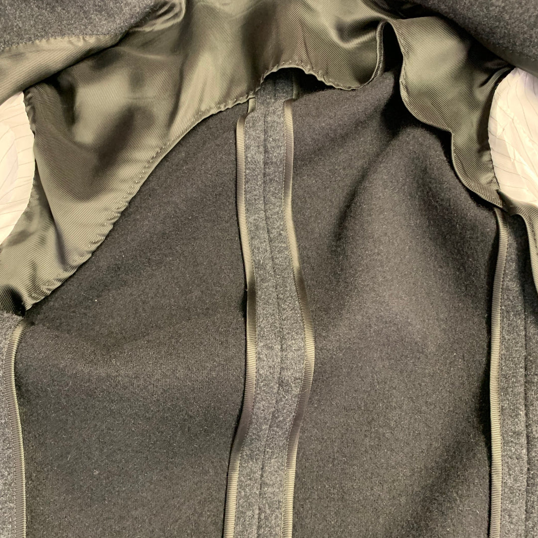 FEDELI Size 40 Grey Black Cashmere Single Breasted Pop Up Collar Coat