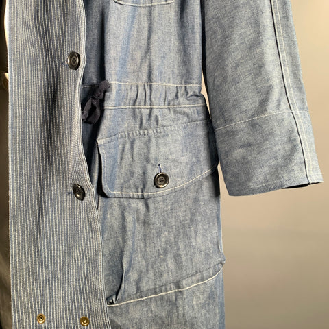 KAPITAL Size L Indigo Cotton Hooded Traggle Ring Coat