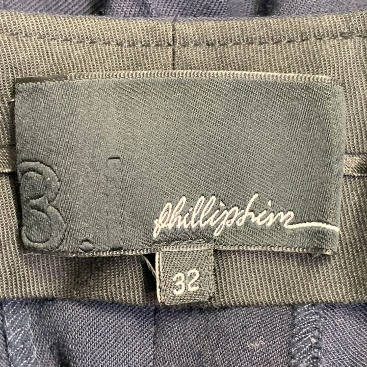 3.1 PHILLIP LIM Size 32 Navy Taupe Twill Viscose Blend Contrast Trim Dress Pants