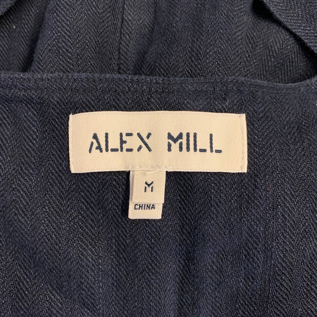 ALEX MILL Size M Navy Herringbone Linen Waistcoat Vest