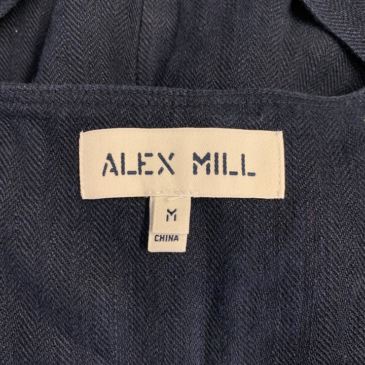 ALEX MILL Size M Navy Herringbone Linen Waistcoat Vest