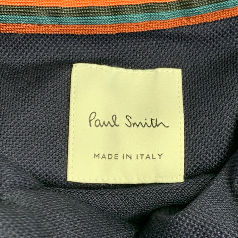 PAUL SMITH Size L Navy Multi Color Contrast Trim Cotton Short Sleeve Polo