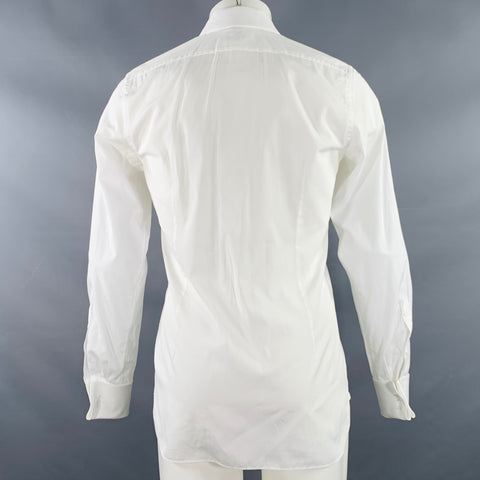 TOM FORD Size M White Cotton Curved Cutaway Long Sleeve Shirt