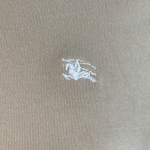 BURBERRY LONDON Size M Beige Logo Cotton 1/4 Zip Pullover