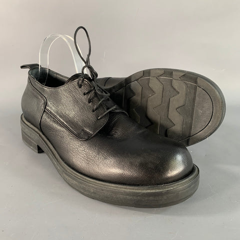 OXS Size 10 Black Leather Derby Lace Up Shoes