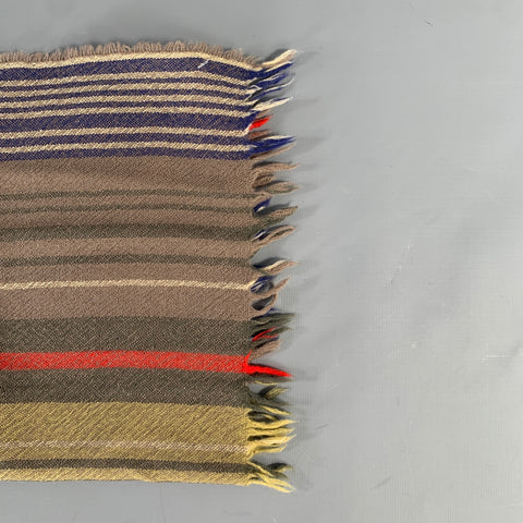 NO BRAND Brown Blue & Red Stripe Scarves
