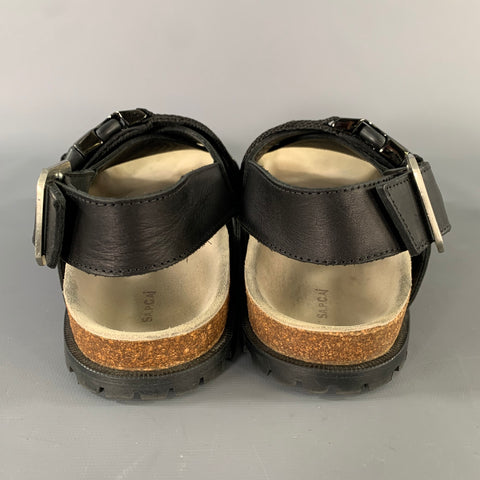 A.P.C. Size 8 Black Silver Gladiator Sandals