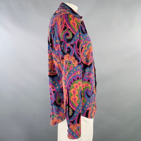 ROBERT GRAHAM Size L Multi Color Paisley Cotton Corduroy Long Sleeve Shirt