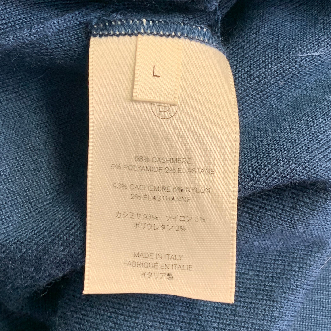 THE ROW Size L Blue Cashmere Blend Knit Oversized V-Neck Sweater
