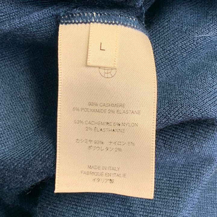 THE ROW Size L Blue Cashmere Blend Knit Oversized V-Neck Sweater