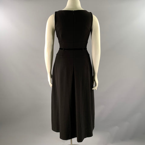 DONNA KARAN Size 6 Black Polyester Blend Sheath Mid-Calf Dress