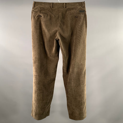 EMPORIO ARMANI Size 34 Brown Corduroy Polyester/polyamide/elastane Casual Pants