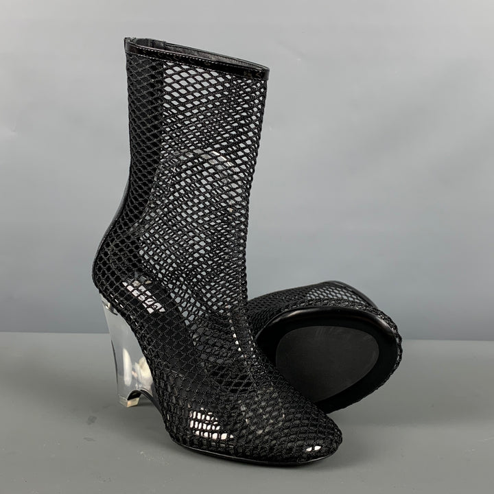 ALAIA Size 7 Black Clear Wedge Boots