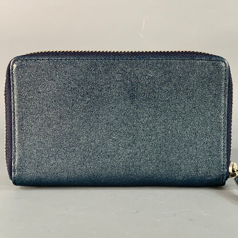 LURIA 4C Navy Textured Leather Zip Around Wallet