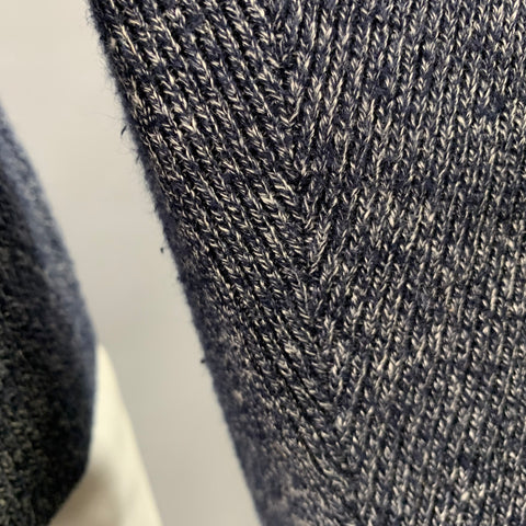 POLO by RALPH LAUREN Taille L Bleu marine Blanc chiné Pull col rond en lin, laine et coton