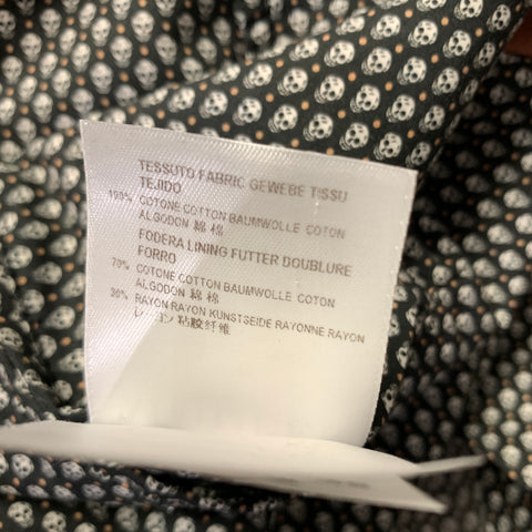 ALEXANDER MCQUEEN Chest Size 36 Black Grey Skulls Cotton Notch Lapel Sport Coat