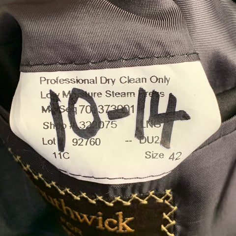 SOUTHWICK Size 42 Long Charcoal Purple Pinstripe Wool Notch Lapel Suit