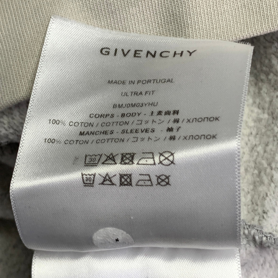 GIVENCHY Size L Cream Grey Jersey Double Layer Hooded Sweatshirt
