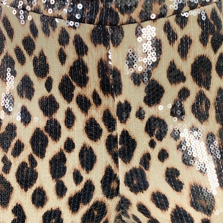 A.L.C. Size 2 Beige Brown Polyester Blend Sequined Leopard Leggings