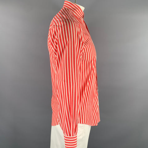 SERGE BLANCO Size M Red White Stripe Pointed Collar Long Sleeve Shirt