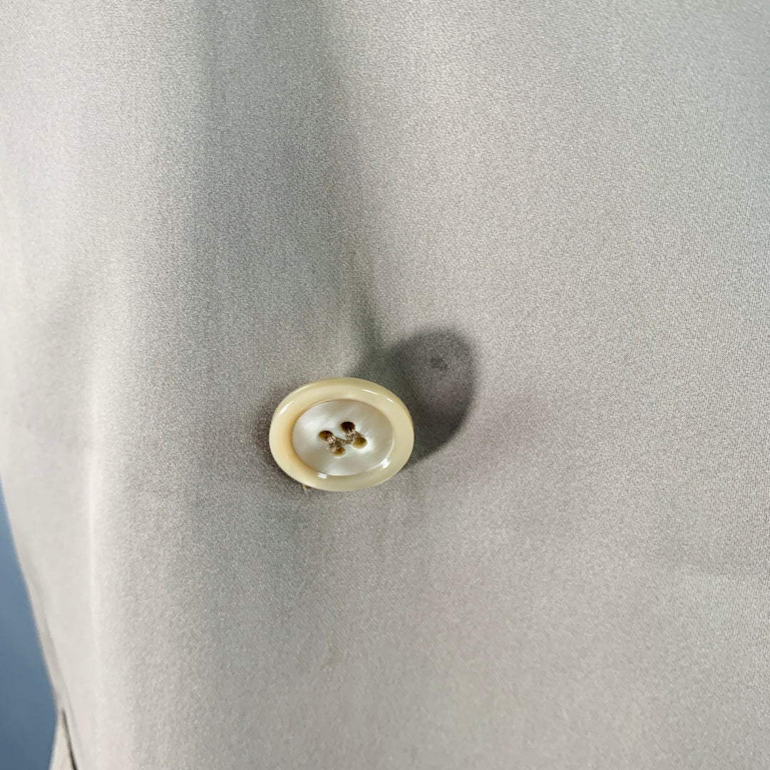 DANIELE ALESSANDRINI Size 38 Khaki Satin Double Breasted Belted Jacket