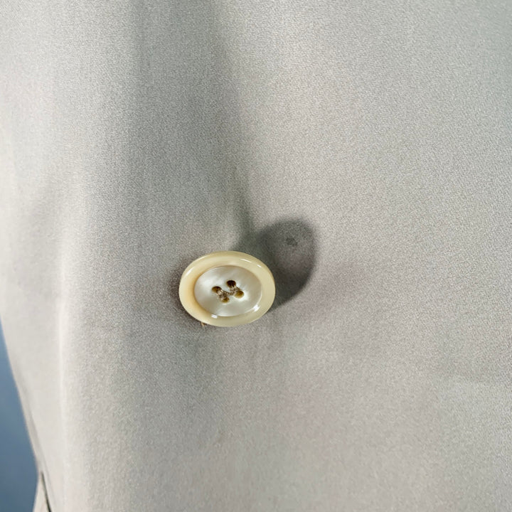 DANIELE ALESSANDRINI Size 38 Khaki Satin Double Breasted Belted Jacket