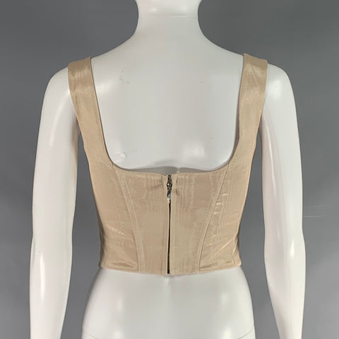 CHRISTOPHER JOHN ROGERS Size 2 Beige Cotton Blend Moare' Corset Casual Top